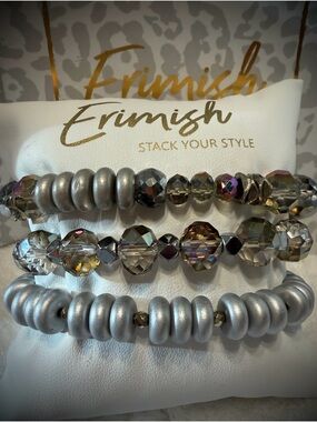 New ERIMISH Bracelets 3 Pc- Silver - Custom Regular, Kids or Extended Size